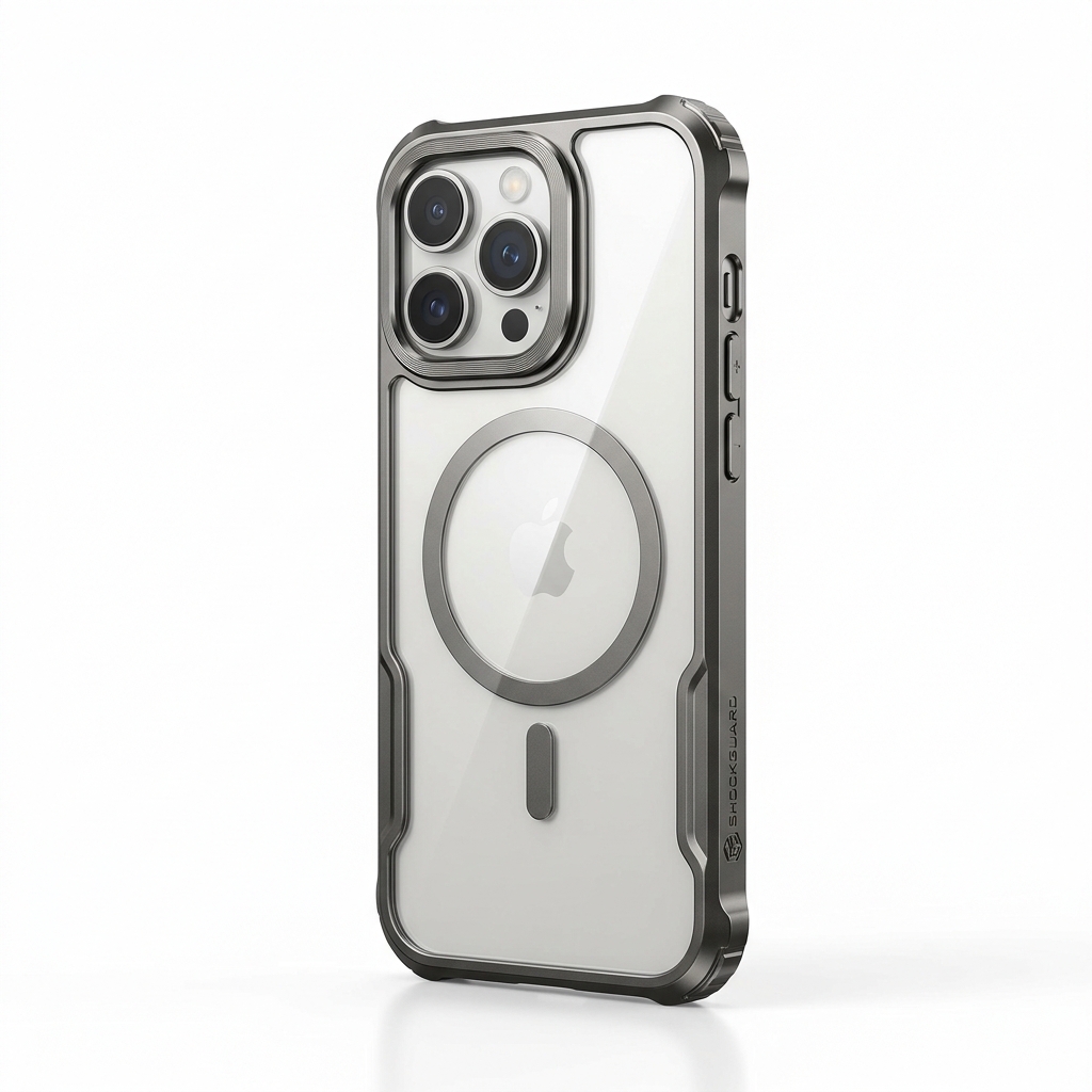 ShockGuard Accessories ShockGuard Magnetic Clear Bumper Protective Case, Titanium Grey