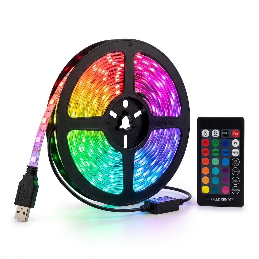 Luminex Smart Gear Smart RGB Color LED Room Strip Lights with Remote, Multi-Color RGB